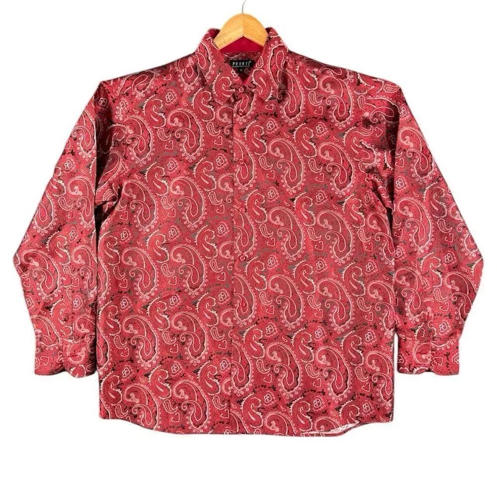 Pronti XL Collection by Phita Rich Vibrant Paisley Long Sleeve Button Down Shirt